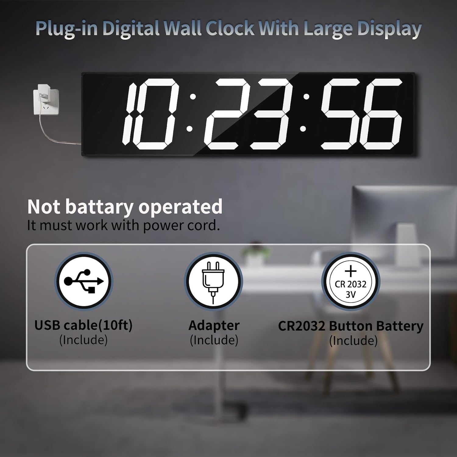 28.4'Large Digital Wall Clock,Automic Digital Clock with Alarm,Clendar and Termperature,Auto Time Sync with Easy Operation, Big Timer with Countdown and Countup (White)