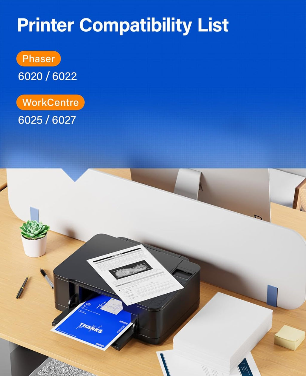 6022 6027 Toner Cartridge Set 4-Pack High-Yield Replacement for 106R02759 106R02756 106R02757 106R02758 Compatible for Xerox Phaser 6020 6022 WorkCentre 6025 6027 Printer Ink Black Cyan Magenta Yellow