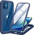 Miracase Magnetic for iPhone 12 mini Case, [360 Full-Body Protection & Complete Camera Guard], Drop & Scratch-Resistant, Shockproof, Stylish Clear iPhone Case, iPhone 12 mini Cover, Blue