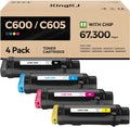 VersaLink C600 C605 Toner Cartridge 4-Pack Extra High Capacity Replacement for Xerox 106R03919 106R03916 106R03917 106R03918 Compatible with Xerox VersaLink C600 C605 Printer Black Cyan Magenta Yellow