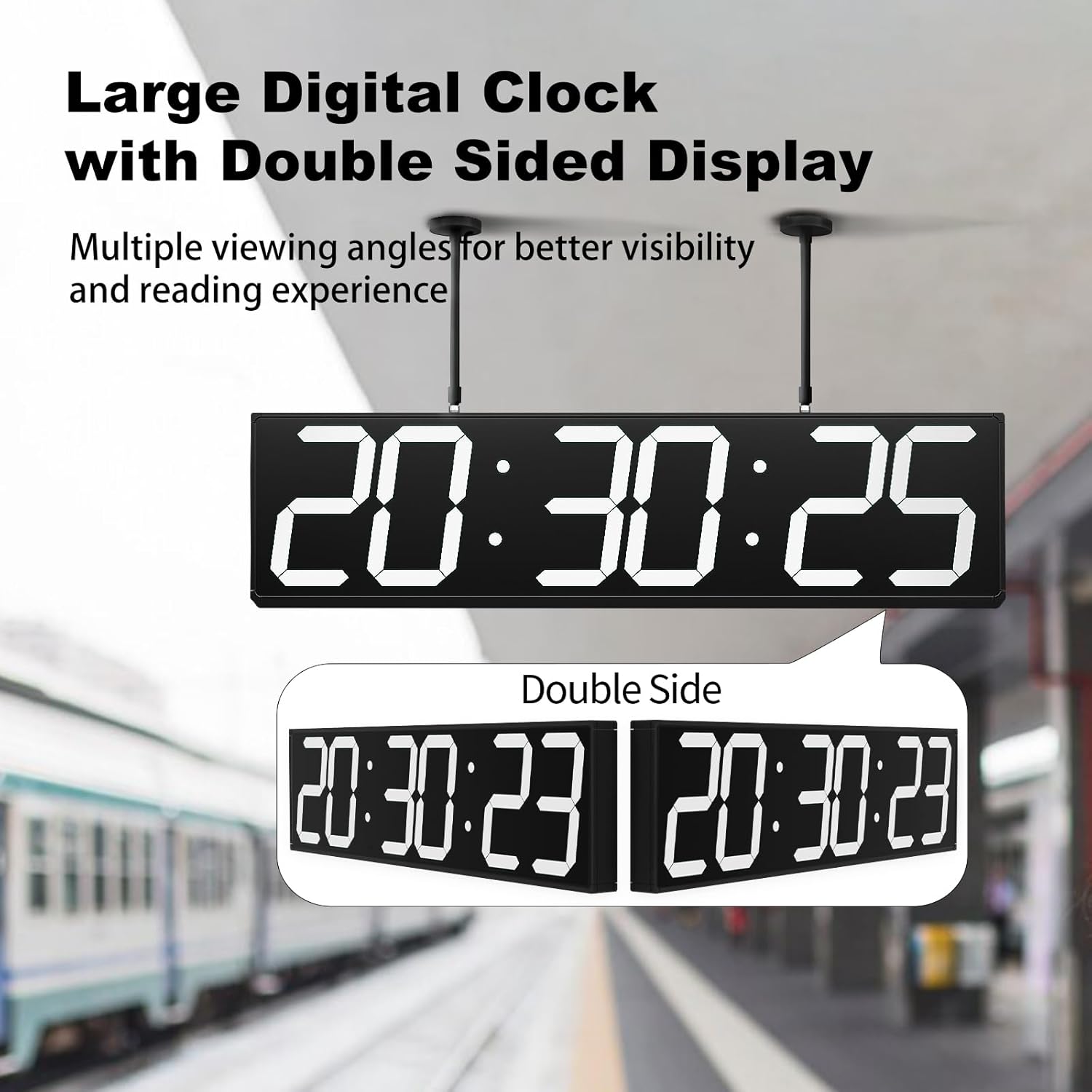 28.5‘’ Double Sided Digital Wall Clock, Multifunctional Led Countdown Clock with Timer, Temperature and Date Display, Hanging Digital Clock Large Display for Corridors, Hospitals (White)
