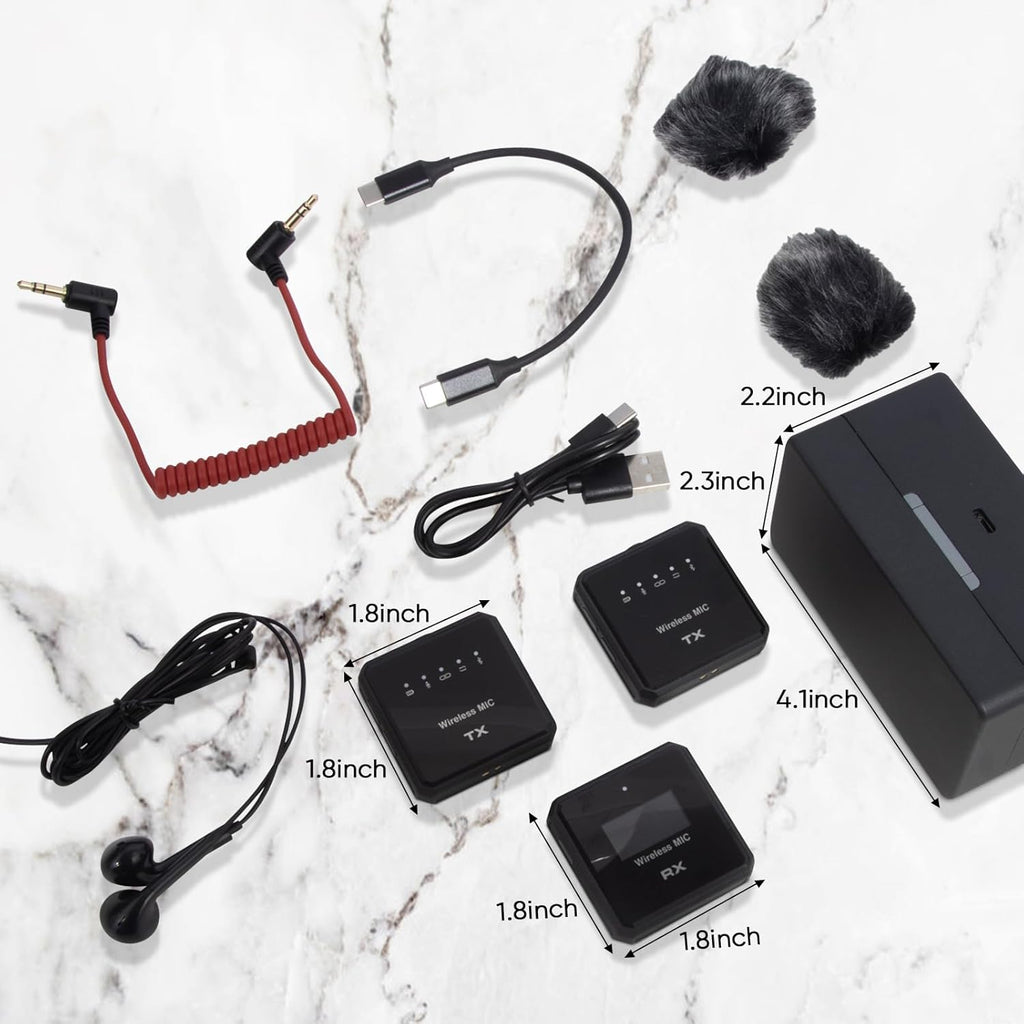 Wireless Microphone, 100m (328 ft.) Range Bluetooth Microphone, 24-Hour Battery, Noise Cancellation, Wireless Microphone for PC, iPhone, Andriod,lav mic，MIC Wireless