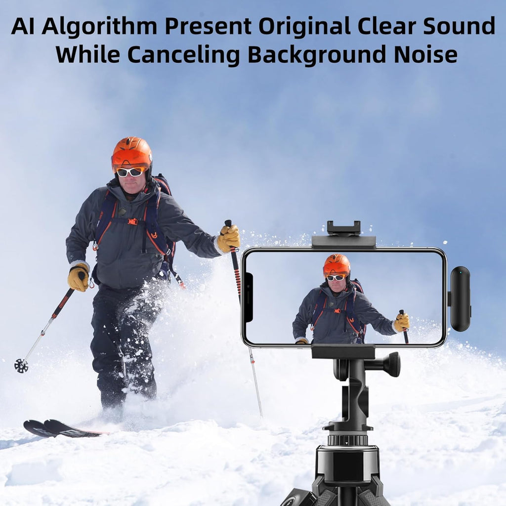 Wireless Microphone for iPhone 17 16 15 - Ai Noise Cancelling Mini Microphone USB C for Android Phone, Lavalier Mic with 35H Charging Case for Video Recording Vlogging YouTube Tiktok