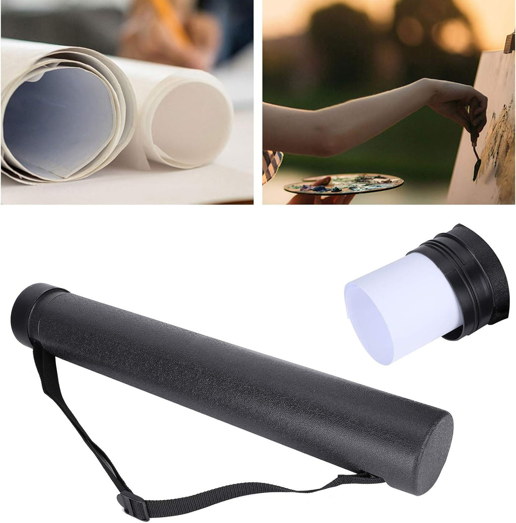 Poster Tube, Circular Drawing Tube, Proof Circular Telescopic Painting Tube, Adjustable for Maps (Black)