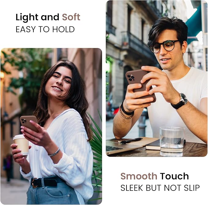 FireNova Designed for iPhone 13 Pro Max Case, Silicone [Camera Protection] Phone Case with [2 Screen Protectors], Soft Anti-Scratch Microfiber Lining Inside, 6.7 inch, Light Brown