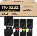 TK-5232 TK5232 Toner Cartridge 4Pack High Yield Replacement for Kyocera TK-5232K TK-5232C TK-5232M TK-5232Y Compatible with Kyocera ECOSYS M5521cdw P5021cdw P5021cdn M5521cdn Laser Printer Black Color