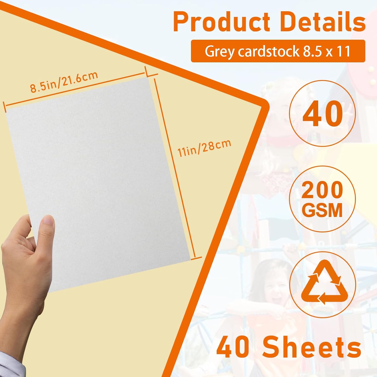 40 Sheets Grey Cardstock 8.5 x 11 Certificate Paper, 75lb Heavyweight Scrapbooking Paper Card Stock for Wedding Invitations, School Crafting, Memus, Business Cards, Graduations