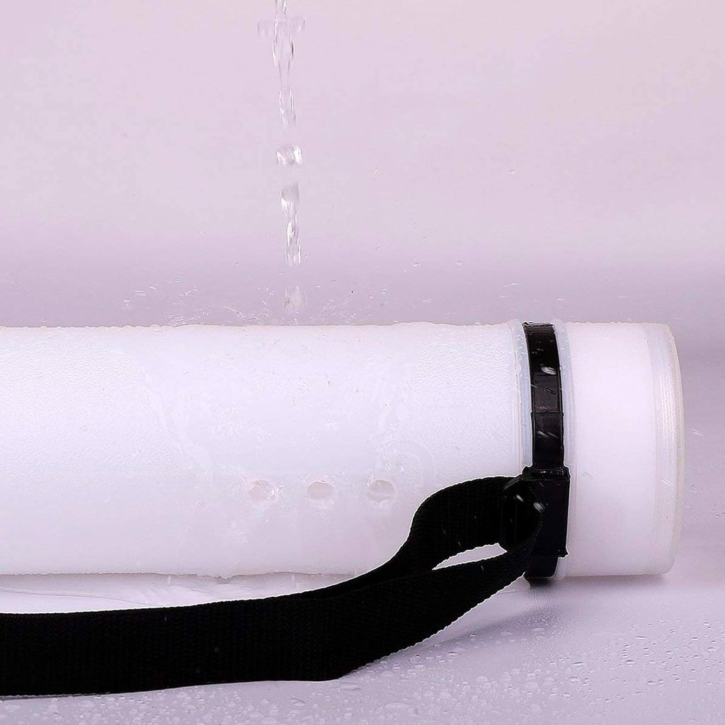 CALPALMY 2-Pack Expandable Poster Tube with Strap - White Storage Tubes 24.75" to 40" with Caps and Labels - Use for Blueprint Document Poster Carrying Case and Holder