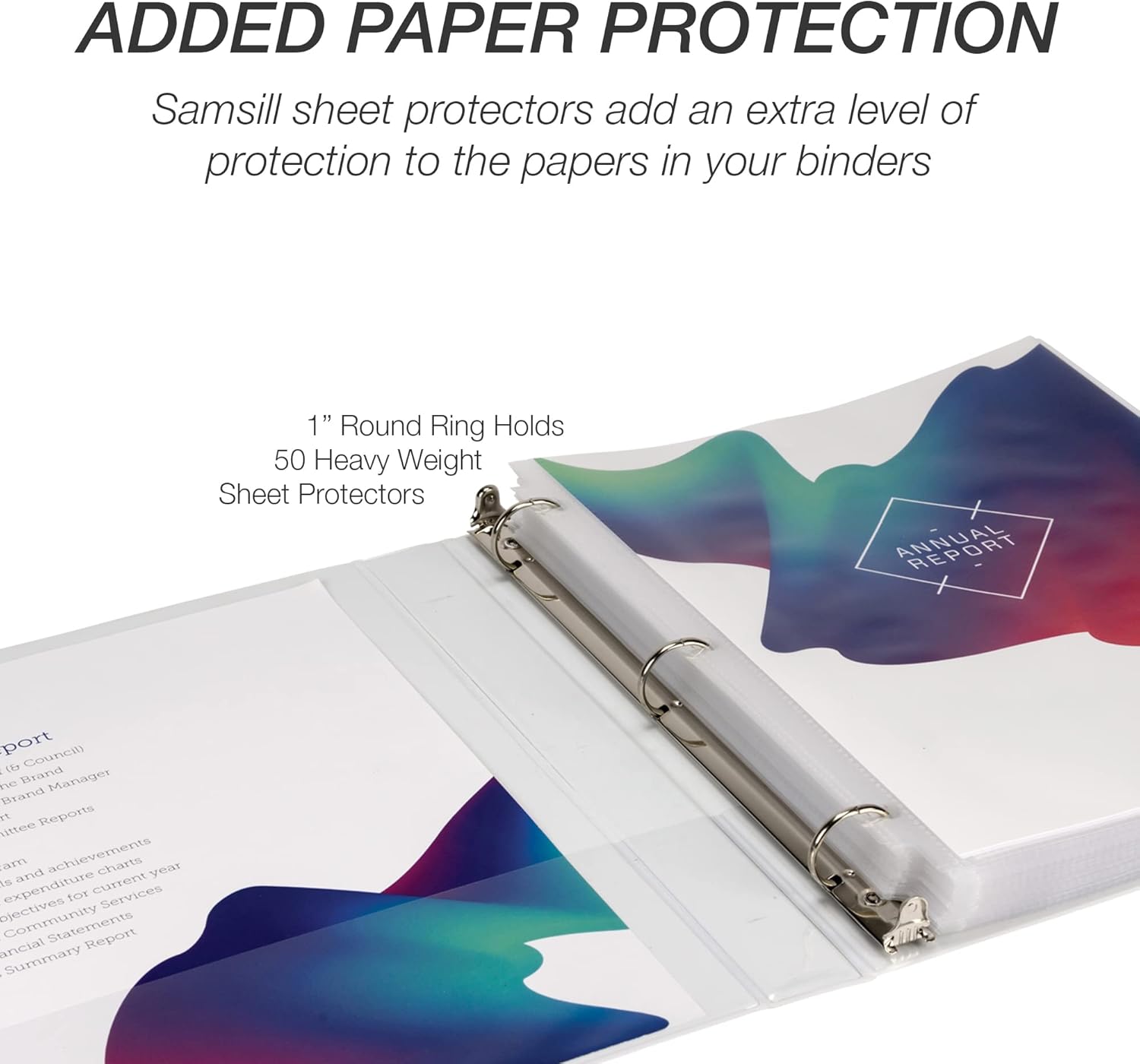 Samsill 1 Inch 3 Ring Binder, Made in USA, Economy Round Ring, Clear View Cover, 200 Sheet Capacity - for School, Home, Office - Pearl White