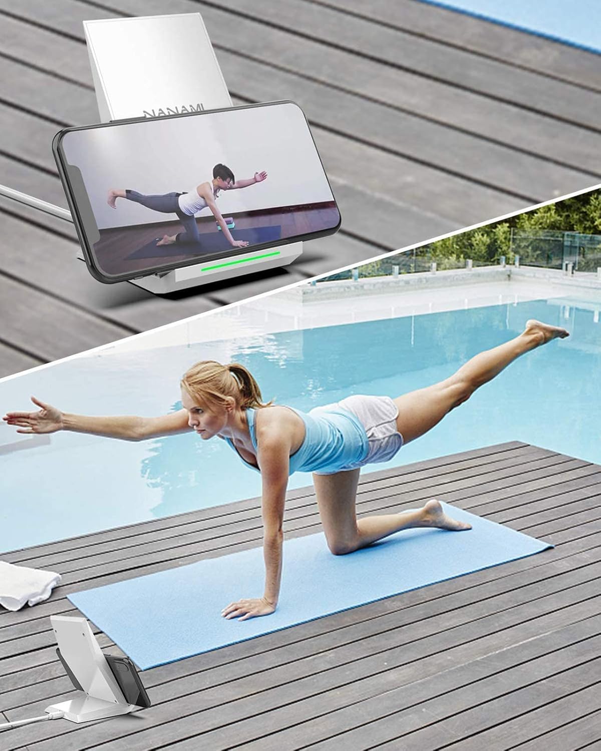 NANAMI Fast Wireless Charger - Qi Certified Charging Stand 7.5W Compatible iPhone 17/17 Pro/17 Pro Max/16/15/14/13/12, 10W for Samsung Galaxy S25/S24/S24 Ultra//S23/S22/21/S20 and Qi-Enabled Phones