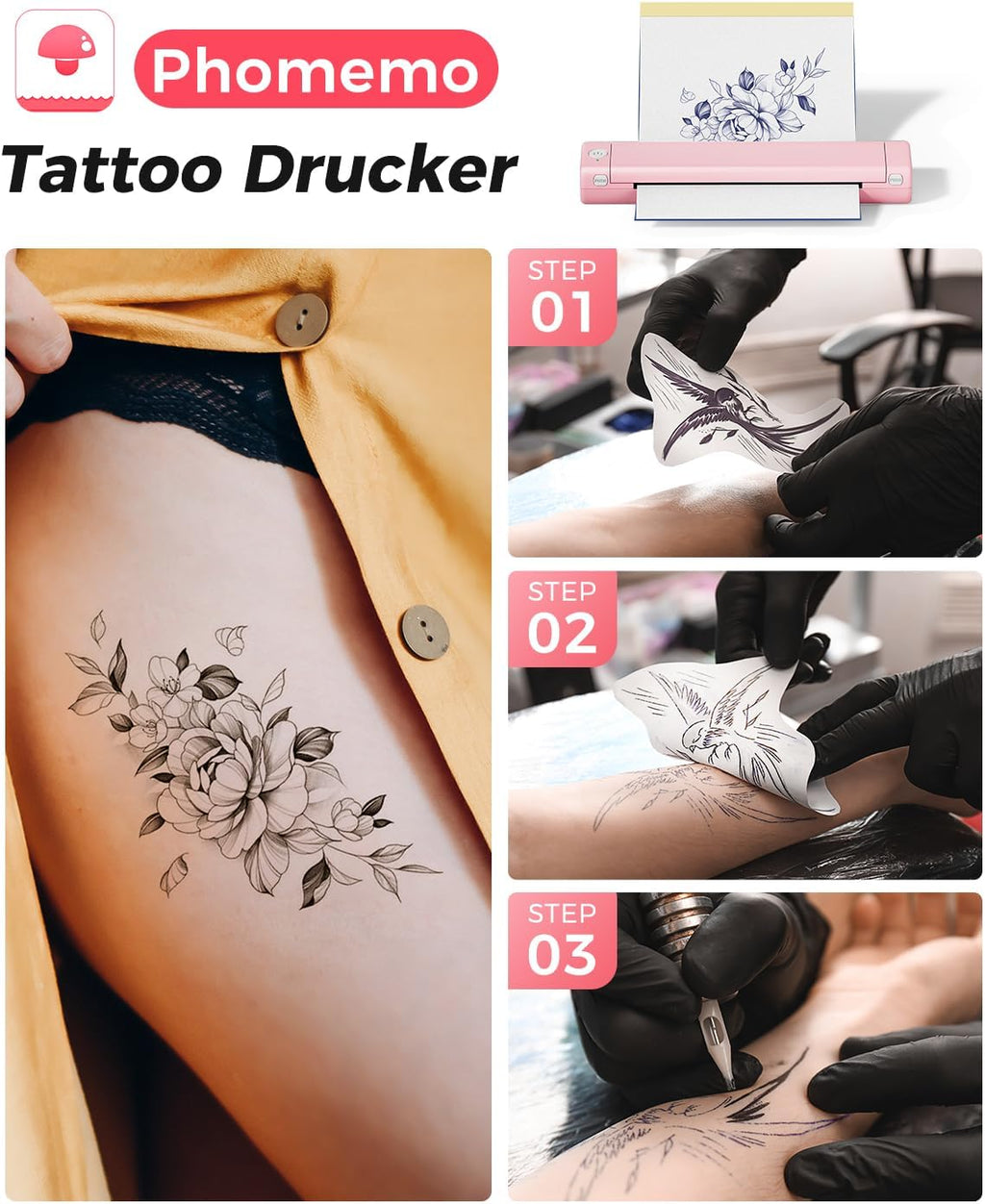 Phomemo Portable Printers Wireless for Travel, M08F Thermal Bluetooth Printer Support for 8.5"x11" US Letter, Small Inkless Printer Compatible with iOS, Android, Laptop for Car, Office, Home