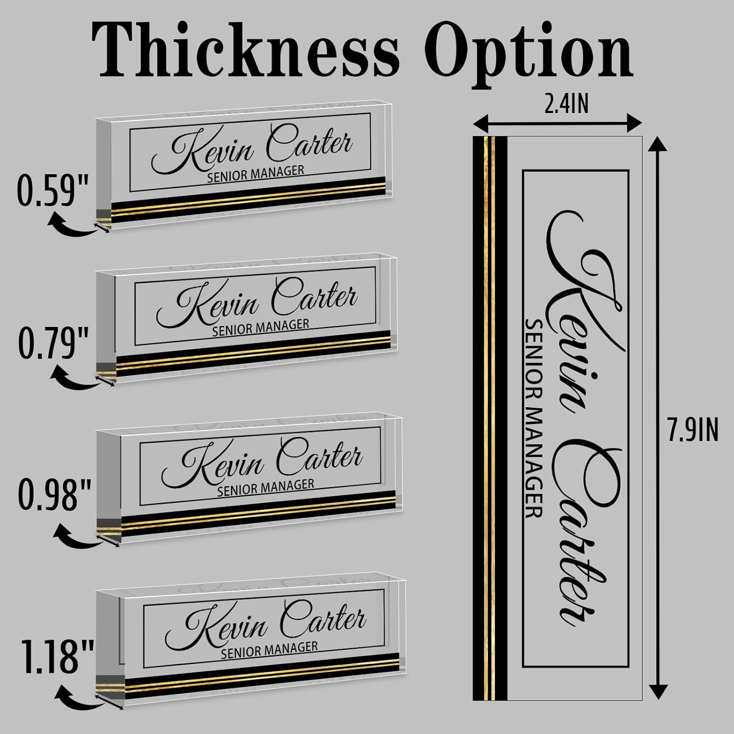 Name Plate for Desk Personalized, Acrylic Desk Decorations, Employee Appreciation Gifts, Custom Office Gifts for Coworkers, Boss, Teacher, Nurse (Business Black)