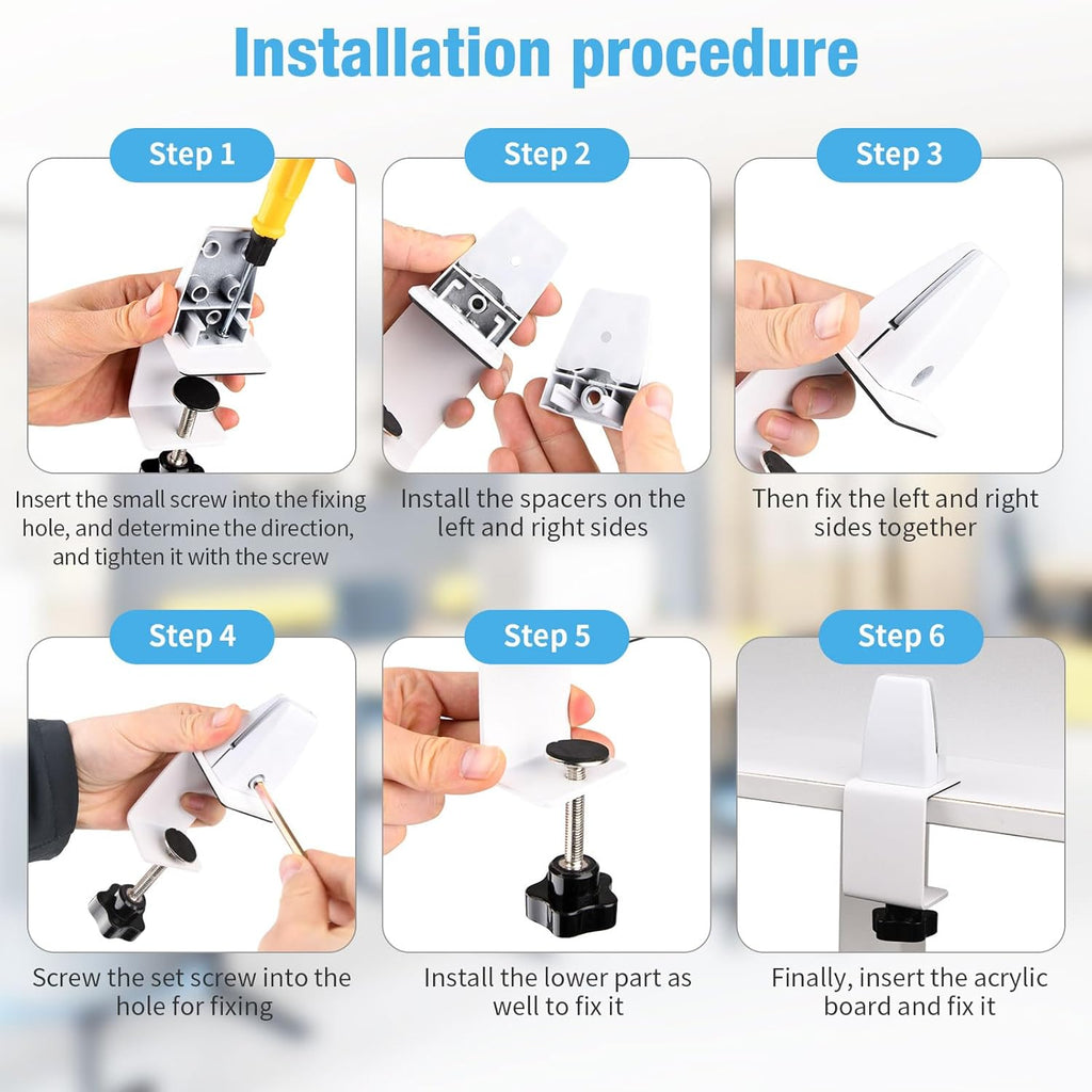 Desk Divider 4 Pcs Desk Privacy Panel 47.2''L x 15.8W'' Office Partitions Frosted Acrylic Panel Pack of 4 Desk Divider Partition with Adjustable Universal Base