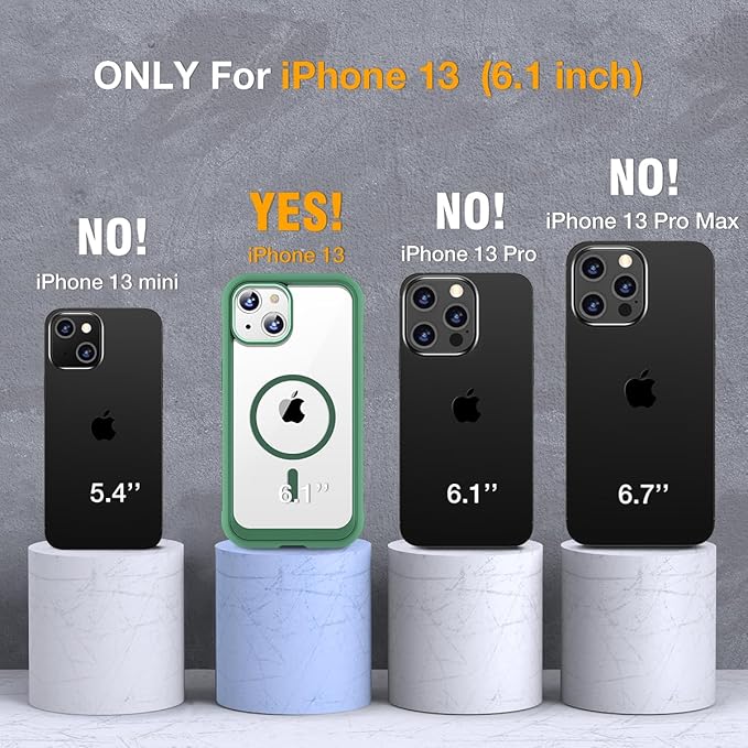 Miracase for iPhone 13 Case 6.1'', [Bubble Free] Full-Body Bumper Phone case with Built-in Full Glass Screen,No Gap,Compatible with MagSafe,Green