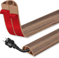 Floor Cord Cover for Wires on Floor Self Adhesive Cord Hider Floor Cable Management Wire Covers for Cords Protector Prevent Cable Trips Cord Cavity W 0.32" x H 0.32", Misty Brown Wood, 3.3Ft