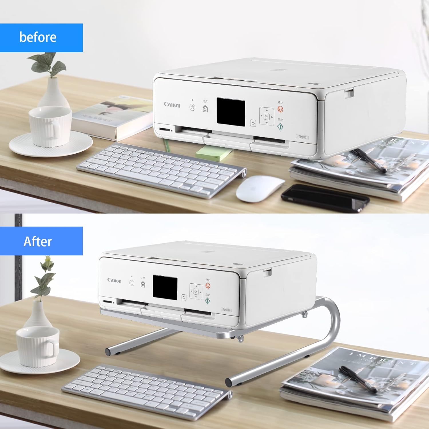 suptek Monitor Stand Riser,Computer Monitor Laptop Stand Riser for Desk,Vented Metal Platform Monitor Stand,4 inches Height Underneath Storage for Office,School Supplies(MST004S)