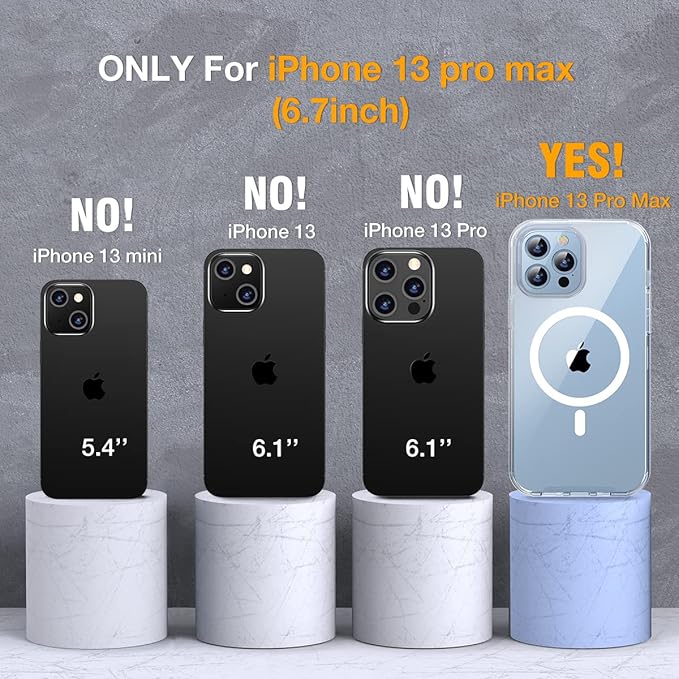 Miracase Magnetic for iPhone 13 Pro Max Case 6.7 inch, (Compatible with MagSafe) Upgrade Full-Body Clear Phone Bumper Case with Built-in 9H Tempered Glass Screen Protector, Magnetic Clear
