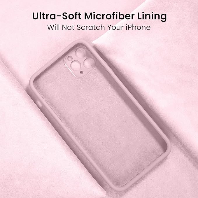 FireNova for iPhone 14 Pro Case, Silicone Upgraded [Camera Protection] Phone Case with [2 Screen Protectors], Soft Anti-Scratch Microfiber Lining Inside, 6.1 inch,Chalk Pink