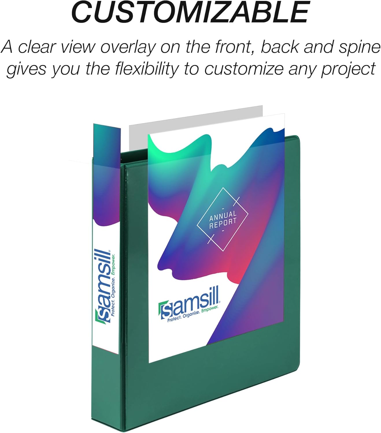 Samsill 1.5 Inch 3 Ring Binder, Made in USA, Economy Round Ring, Clear View Cover, 325 Sheet Capacity - for School, Home, Office - Forsest Green