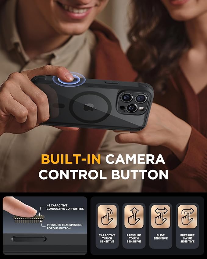 Miracase Magnetic for iPhone 16 Pro Max Case 6.9'' [Compatible with MagSafe] Full-Body Phone case with Built-in Glass Screen Protector& Camera Protector,Drop Proof 16 Pro Max Cover,Black