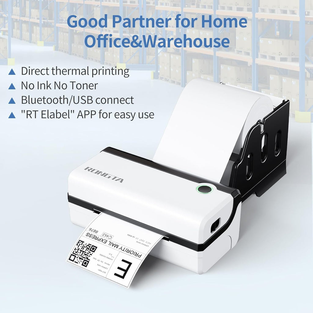 Rongta Bluetooth Thermal Shipping Label Printer, Wireless 4x6 Shipping Label Printer for Packages, Support Android&iPhone and Windows, Widely Used for Amazon, Ebay, Shopify, Etsy, USPS
