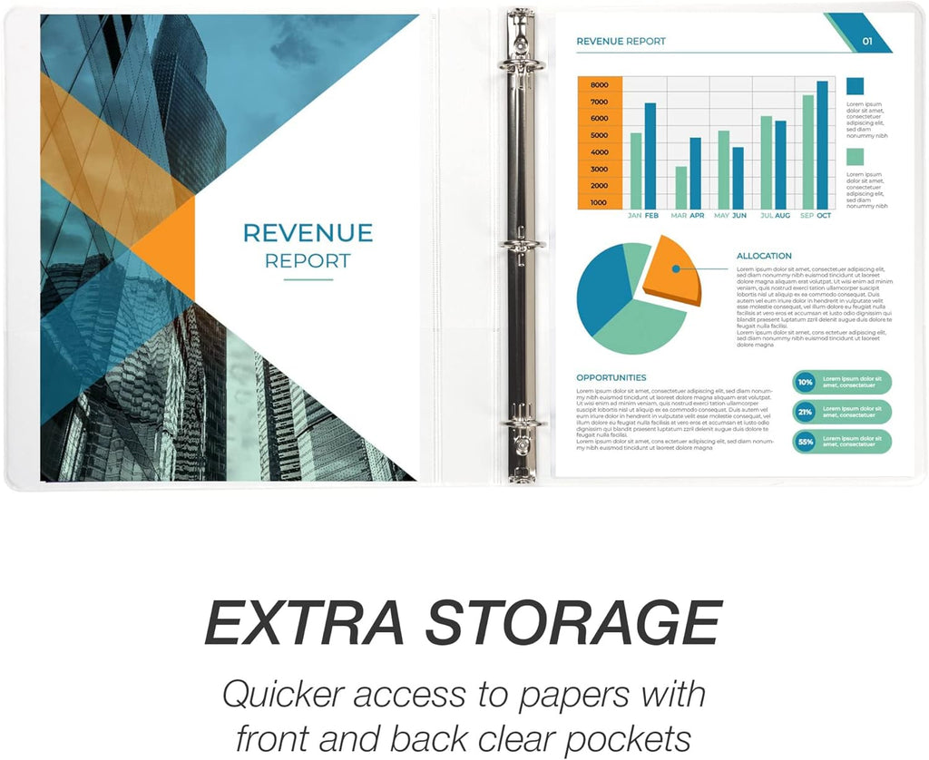 Samsill 1 Inch 3 Ring Binder, Made in USA, Economy Round Ring, Clear View Cover, 200 Sheet Capacity - for School, Home, Office - Pearl White