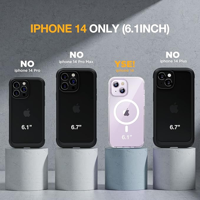 Miracase Magnetic for iPhone 14 Case 6.1'', [Bubble Free] Full-Body Bumper Phone case with Built-in Full Glass Screen &Lens Protector,No Gap,Compatible with MagSafe,Drop Proof 14 Cover,Clear