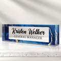 Personalized Name Plate for Desk - Custom Engraved Name Plates for Man - Boss Day Gifts for Boss - Acrylic Office Decor Appreciation Gifts for Teacher Nurse Coworker Social Worker (Navy)