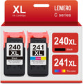 LEMERO 240XL 241XL Combo Pack Remanufactured Ink Cartridges Replacement for Canon Printer Ink 240 241 Combo Pack PG-240XL CL-241XL for PIXMA MG3620 MG3600 Printer for Canon Ink 240 241 (2 Pack)