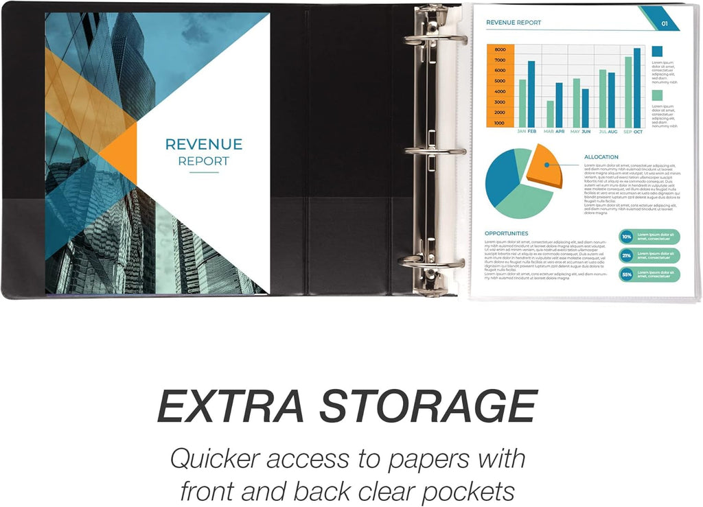 Samsill 3 Inch 3 Ring Binder, Made in USA, Economy Round Ring, Clear View Cover, 550 Sheet Capacity - for School, Home, Office - Charcoal Black