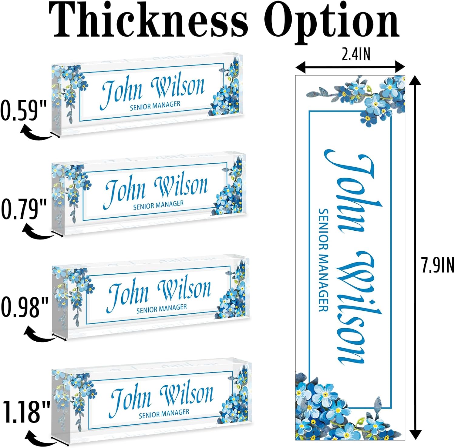 Name Plate for Desk Personalized, Acrylic Desk Decorations, Employee Appreciation Gifts, Custom Office Gifts for Coworkers, Boss, Teacher, Nurse (Myosotis)