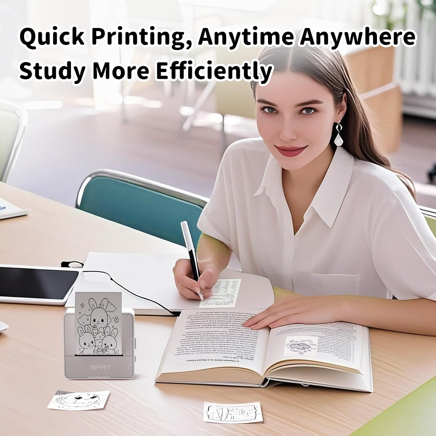 iDPRT Sticker Printer - Mini Portable Printer Bluetooth Thermal Label Printer with 1 Roll Sticker Paper, Inkless Sticker Maker Machine Pocket Instant Print for Study Notes, Pictures, DIY, Label