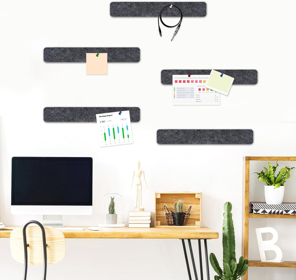 DOLLAR BOSS Bulletin Board Cork Strips for Walls-13x2 Inch, 1/2 Inch Thick, Adhesive Frameless Cork Board for Office, Home & School with 30 Push Pins, Grey
