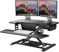 SANODESK 32" Electric Standing Desk Converter,Height Adjustable Riser for Office Home, Monitor and Laptop Workstation with Large Keyboard Tray,Black Color