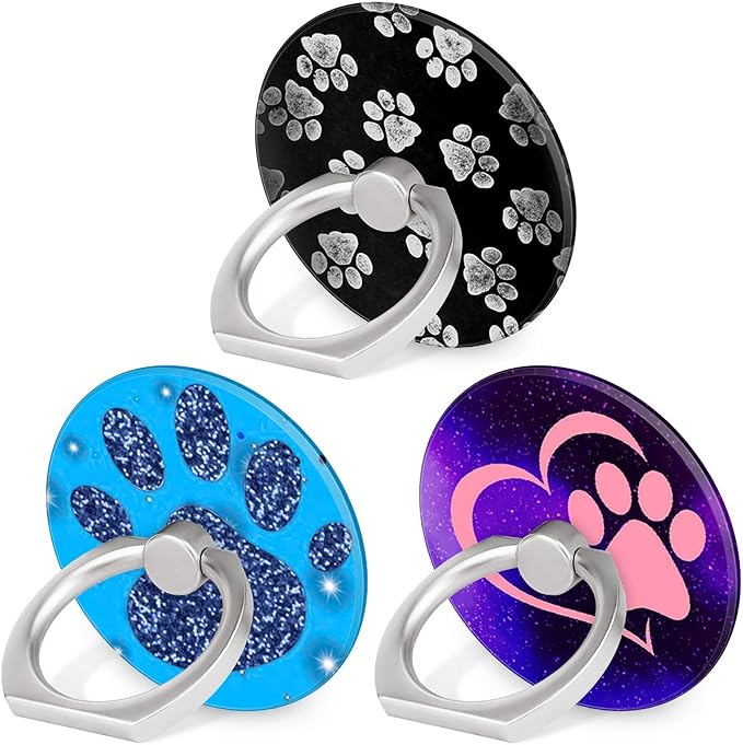 Bonoma Phone Ring Stand, 3 Pack Dog Paws 360 Degree Rotation Finger Grip Stand Holder Compatible with Smartphones and Tablets