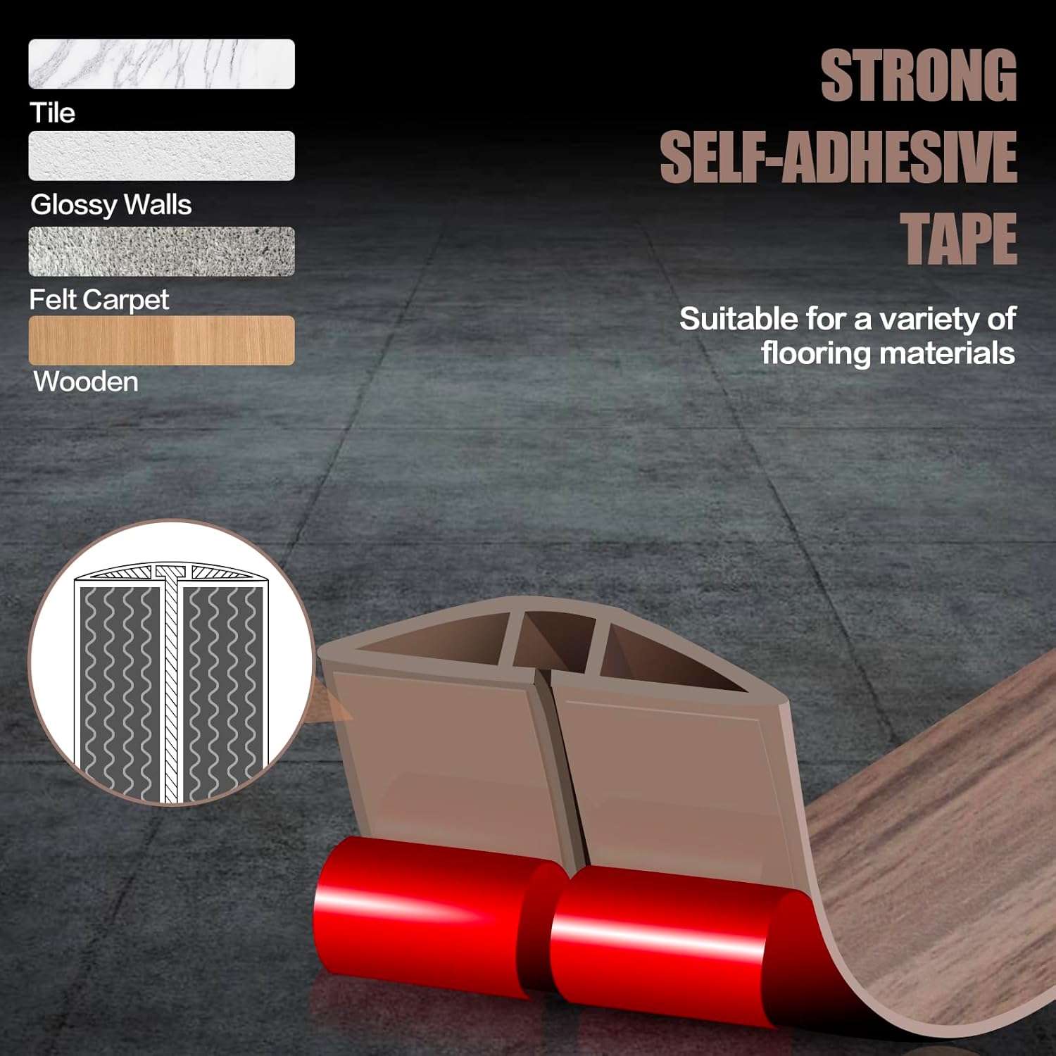 Floor Cord Cover Self Adhesive Cord Hider,3.3FT Cable Management, Extension Strip Protector for Wires, Prevent Cable Trips for Offices, Gyms, Exhibitions Cavity:0.39"(W) x 0.27"(H) Wood Walnut