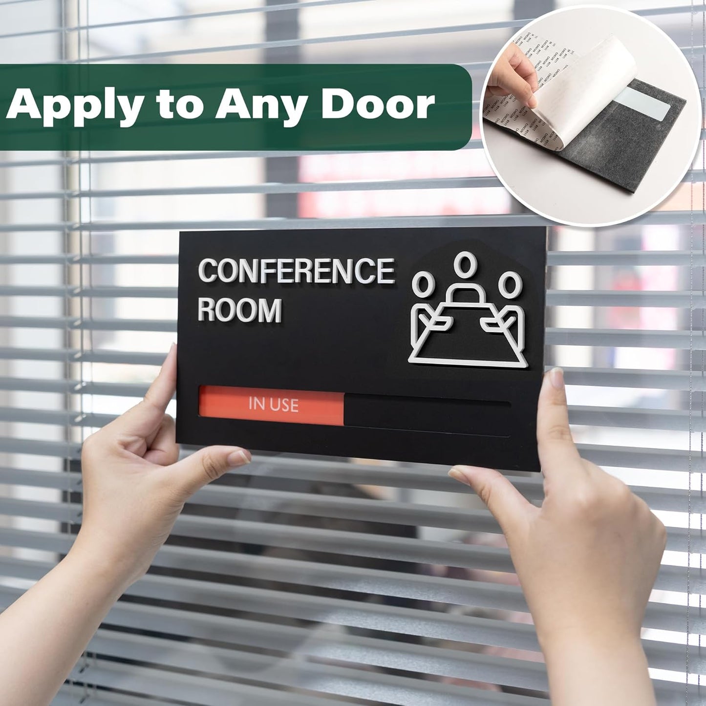 ""9x5 Privacy Slider Sign - In Use/Available for Mother's Rooms, Conferences, Wellness Areas | Office & Hospital Door Indicator"", Black