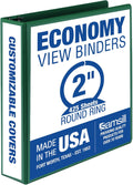 Samsill 2 Inch 3 Ring Binder, Made in USA, Economy Round Ring, Clear View Cover, 425 Sheet Capacity - for School, Home, Office - Forest Green