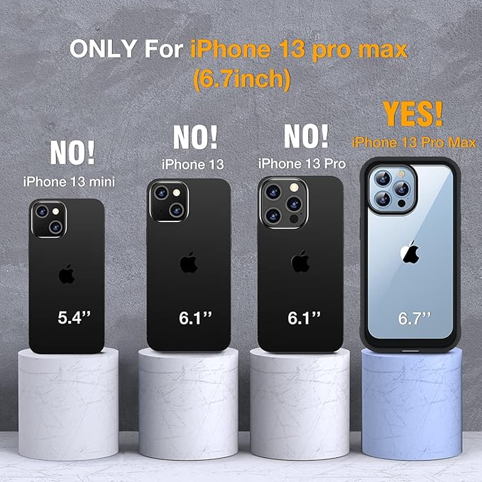 Miracase Glass Case for iPhone 13 Pro Max 6.7 inch, Upgrade Full-Body Clear Phone Bumper Case Cover with Built-in 9H Tempered Glass Screen Protector, Black