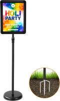 Sign Holder Stand 8.5 x 11, With 3-Prong-Base & Round Base, Poster Stand Aluminum Snap Open Frame for A4 Size Outdoor Indoor Sign Stand, Height Adjustable-Black