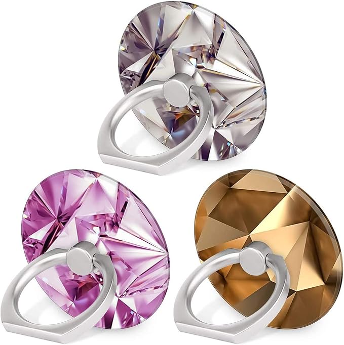 Bonoma Finger Ring Stand, 3 Pack Bling 360 Degree Rotation Phone Ring Stand Grip Holder Compatible with Smartphones and Tablets