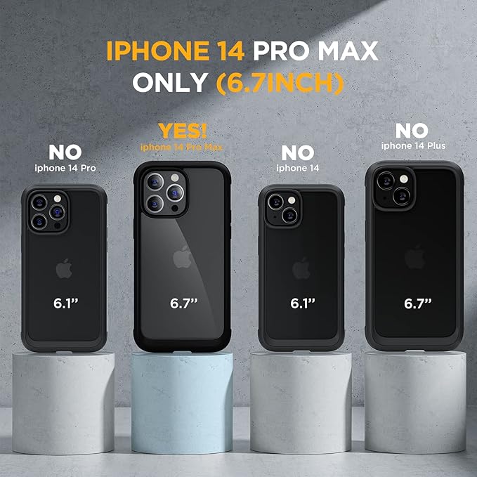 Miracase Glass Series Designed for iPhone 14 Pro Max Case 6.7 Inch, Upgrade Full-Body Bumper Case with Built-in 9H Tempered Glass Screen Protector with Camera Lens Protector, Black