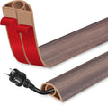 Floor Cord Cover for Wires on Floor Self Adhesive Cord Hider Floor Cable Management Wire Covers for Cords Protector Prevent Cable Trips Cord Cavity W 0.32" x H 0.32", Grayish Brown Wood, 3.3Ft