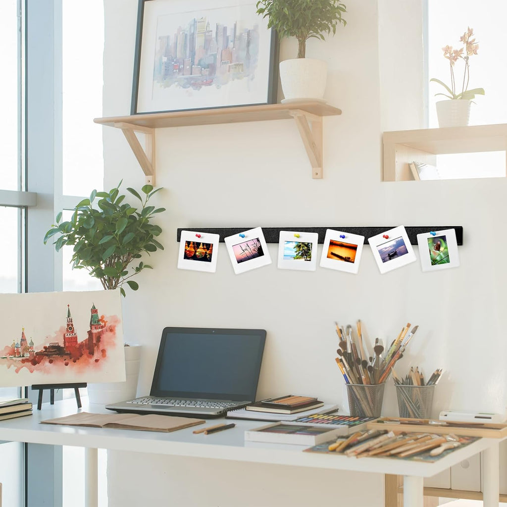 4 Pcs 48" x 1" Foldable Felt Cork Strips Bulletin Bar Strip for Wall Bulletin Board Decoration, Notice Board Self Adhesive Cork Wall Decoration, Paste Note, Photo, Schedules, Office Home Decor