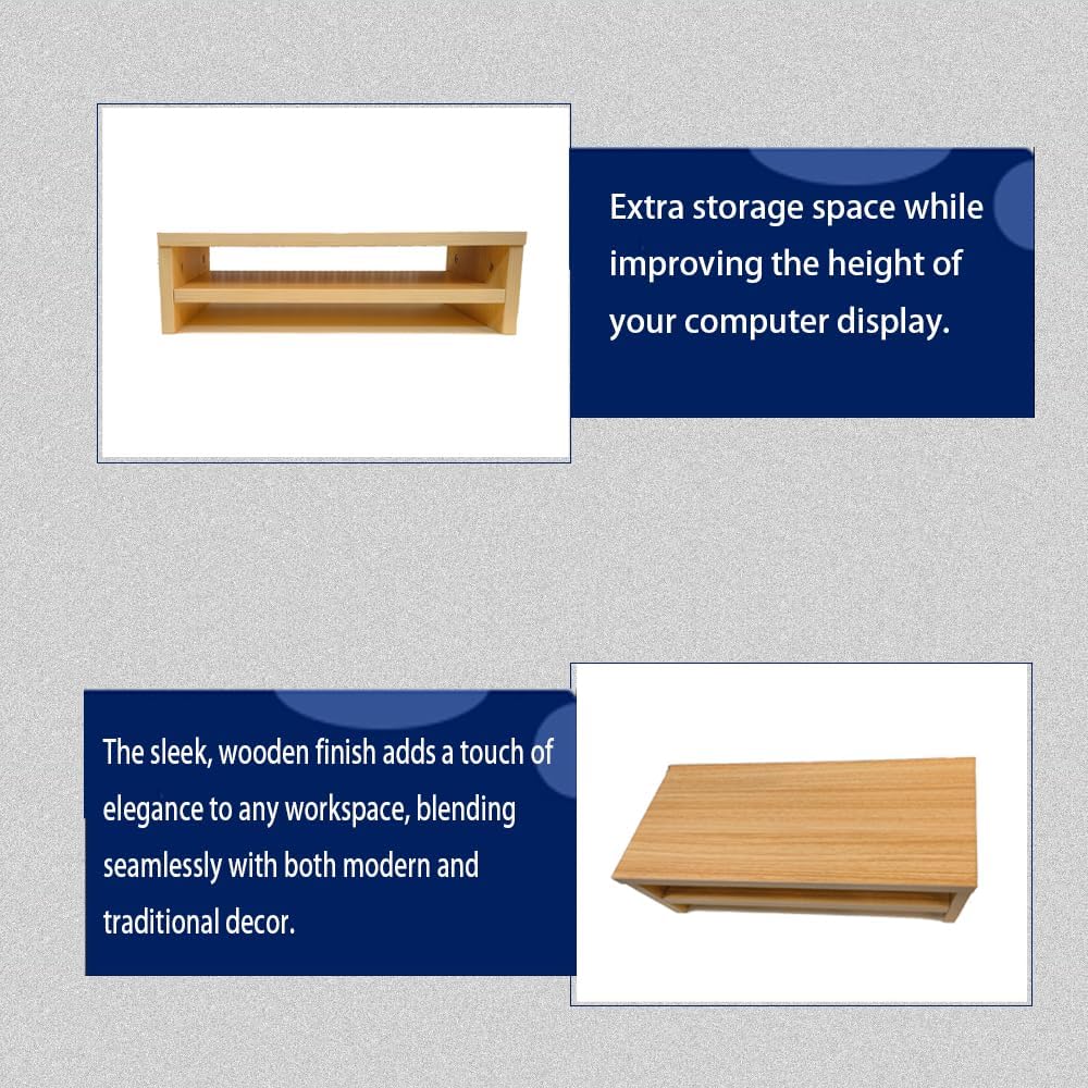 JZD Laptop Stand for Desk with Storage Shelves,Wooden Desktop Organizer with Storage for Home Office