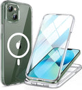 Miracase Glass Series Designed for iPhone 13 Case 6.1 inch, 2023 Upgrade Full-Body Magnetic Clear Case with Built-in 9H Tempered Glass Screen Protector,Compatible with MagSafe,Clear