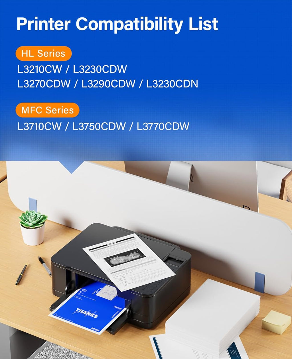 TN227 Toner Cartridge Set 4-Pack Black Color Replacement for Brother TN-227 TN223 Compatible with HL-L3270CDW HL-L3210CW MFC-L3770CDW HL-L3290CDW MFC-L3750CDW L3710CW HL-L3230CDW L3230CDN Printer Ink