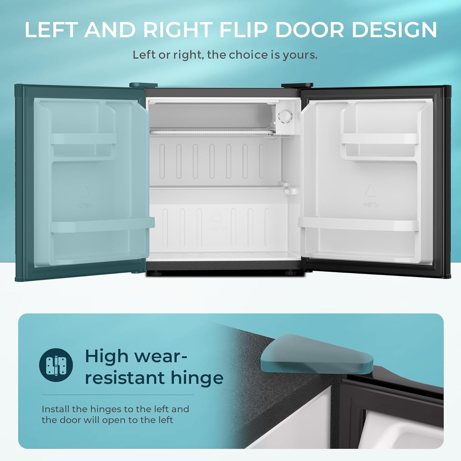 EUHOMY 1.7 Cu.Ft Mini Fridge with Freezer, Reversible Single Door Compact Refrigerator, Adjustable Thermostat, Energy Saving, Mini Fridge for Bedroom, Office, Dorm, Black