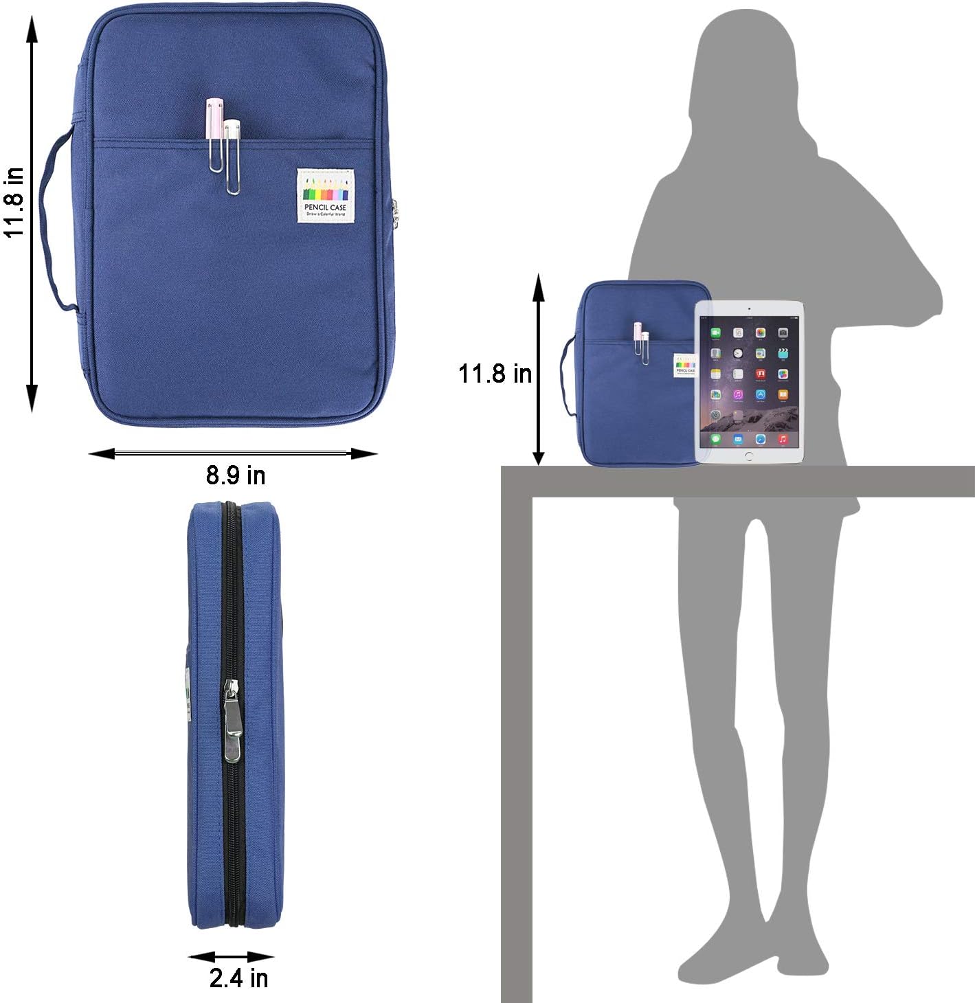 YOUSHARES 166 Slots Colored Pencil Case, 110 Slots Gel Pens fo Coloring Case Organizer, Handy Multilayer Color Pencil Holder for Glitter Gel Pens, Refills, Colored Pencils for Adults & Artist (Blue)