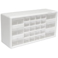 Akro-Mils 26-Drawer Plastic Drawer Storage Cabinet for Garage Organization, Bead Organizer, Building Bricks Storage, Teacher Toolbox, Makeup Organizer, 20" W x 6" D x 10" H, 10124 White